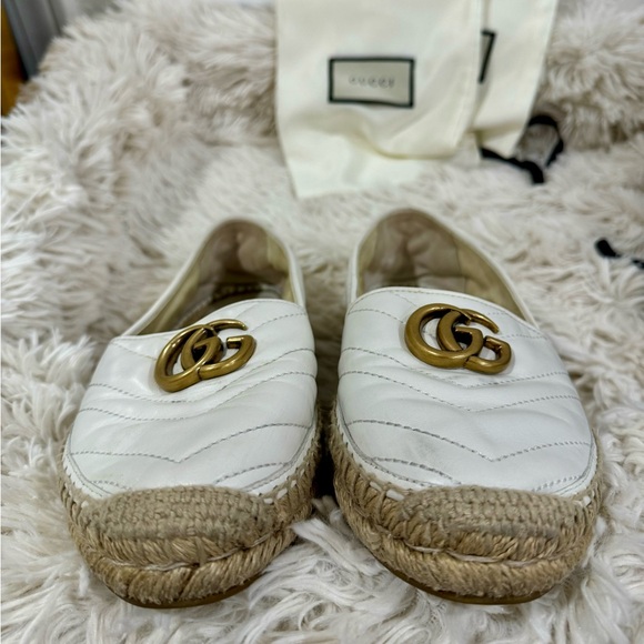 Gucci GG Marmont Women's Espadrille Wedge Sandals White Size 37 - Picture 6 of 13